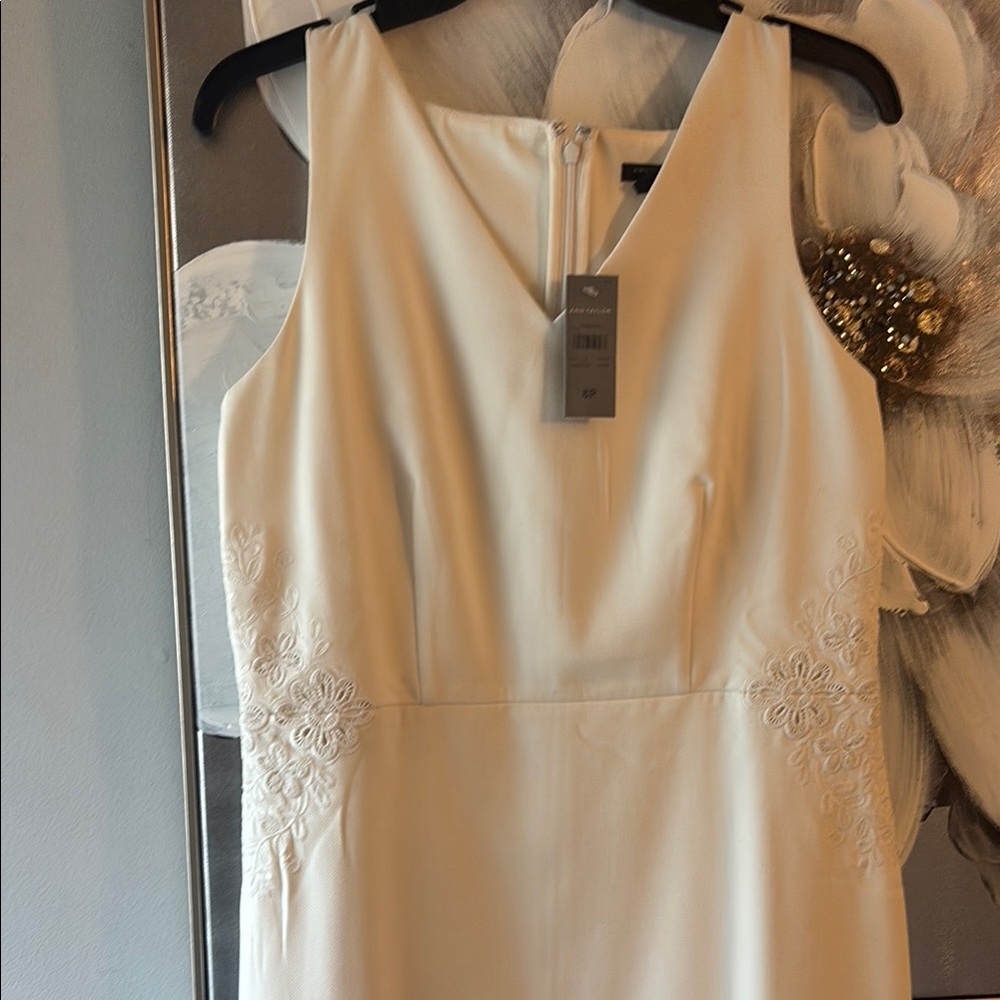 NWT Ann Taylor Cream Dress w Side Detail